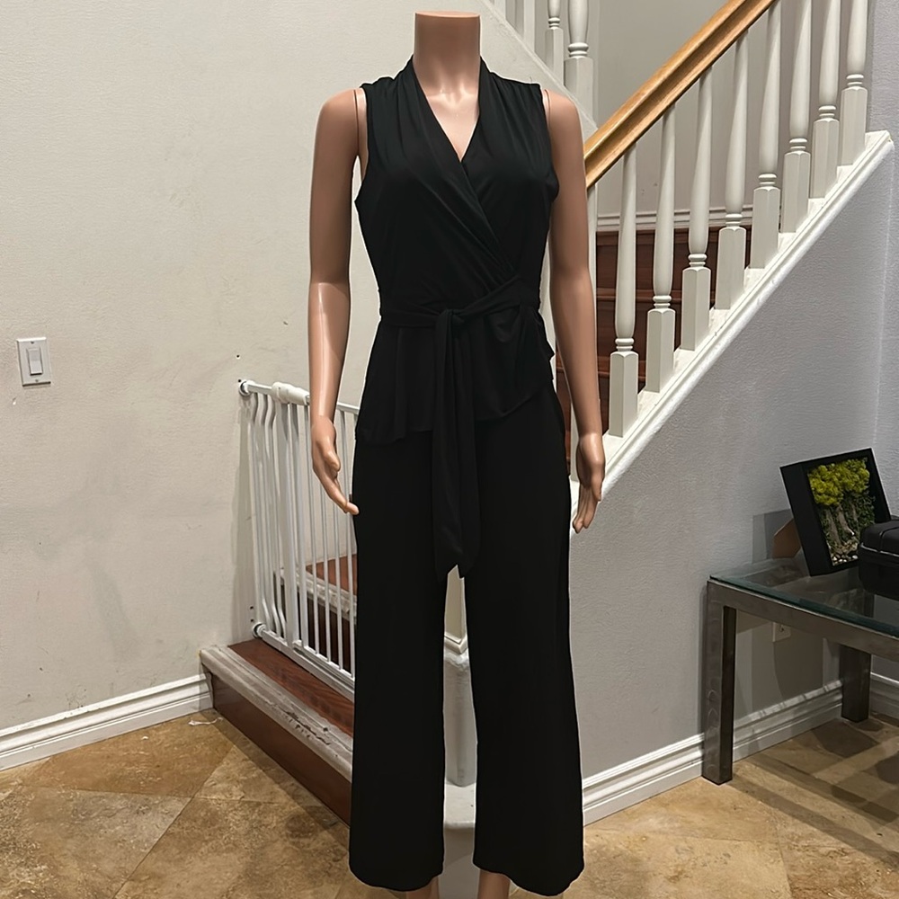 Black wrapped pantsuit